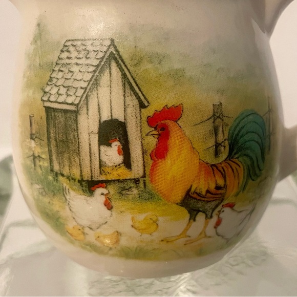 Vintage Rooster& Chickens Stoneware Jug Creamer Farmhouse
Style Kitchen Cottage - Picture 4 of 7